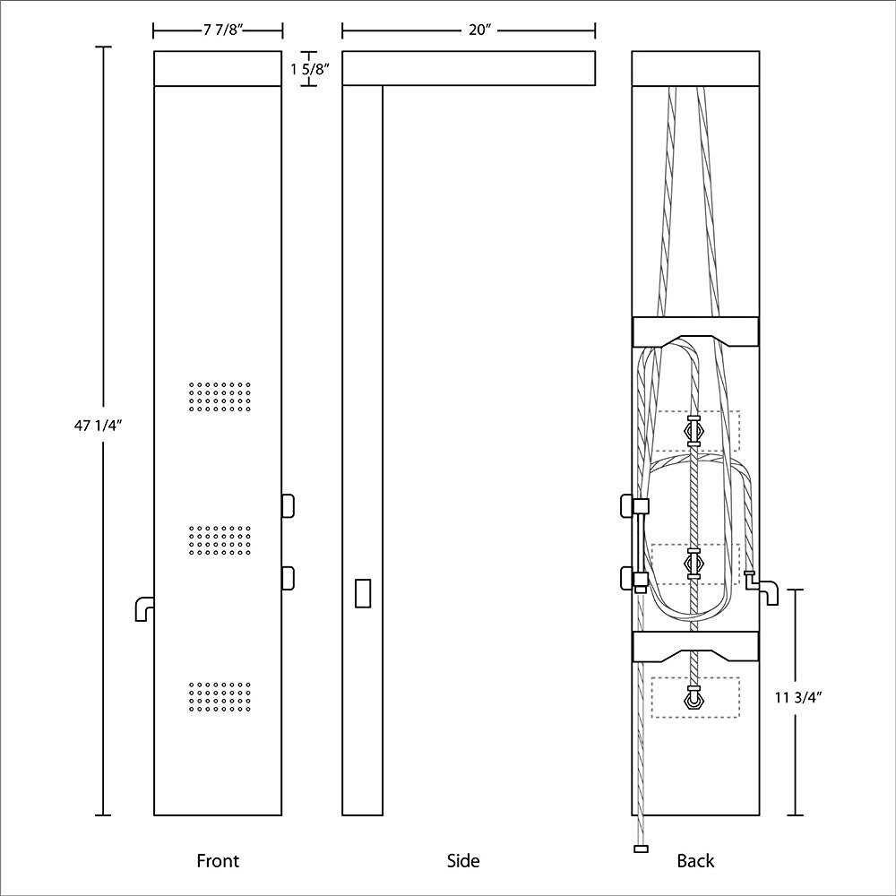 Alberni Stainless Steel Shower Panel with Massage Jets & Hand Shower